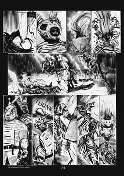 10_panel_comic ambiguous_gender anthro armor attack beak biped black_body black_eyes black_hair black_text blood bodily_fluids clothed clothing crowbar dialogue ellipsis emphatic_ellipsis exclamation_point eyes_closed forehead_gem gem gloves gore group hair handwear headgear helmet holding_crowbar holding_knife holding_melee_weapon holding_object holding_weapon knife lying male melee_weapon motion_lines mummy_wrappings on_back on_ground page_number shadow sharp_teeth sound_effects speech_bubble stab standing tail talking_to_another teeth text tools weapon whiskers white_sclera white_text leprzil avian canid canine cobra domestic_cat felid feline felis gulonine mammal marten mummy mustelid musteline oriental_shorthair reptile scalie snake undead 2025 artist_name comic english_text hi_res monochrome