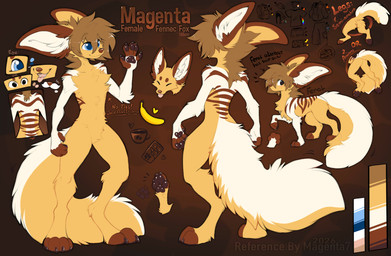 ambiguous_gender anthro biped butt claws feet feral fingers front_view fur hair nude nude_ambiguous nude_anthro pawpads paws rear_view simple_background smile solo standing stripes tail teeth toes tongue magenta7 magenta_(magenta7) canid canine fennec_fox fox mammal true_fox 2026 absurd_res digital_drawing_(artwork) digital_media_(artwork) hi_res model_sheet female_(lore)