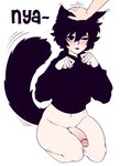 big_penis big_tail black_clothing black_hoodie black_topwear blush bottomless bottomless_humanoid bottomless_male clothed clothing disembodied_hand femboy genitals headpat hoodie hoodie_only long_tail male motion_lines navel nya one_eye_closed paw_pose penis petting pose solo tail tail_motion tailwag tilde_after_text topwear topwear_only white_body white_skin bro_aniki doomer_(bro_aniki) doomer_boy animal_humanoid cat_humanoid felid felid_humanoid feline feline_humanoid humanoid mammal mammal_humanoid 2022 absurd_res hi_res