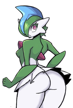 big_butt breasts butt chest_spike eyelashes female green_body looking_at_viewer looking_back looking_back_at_viewer pink_eyes simple_background small_breasts solo spikes spikes_(anatomy) thick_thighs white_background white_body wide_hips melonmiloc nintendo pokemon gallade generation_4_pokemon humanoid pokemon_(species)