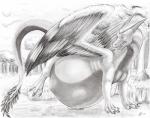 3_toes belly big_belly feet feral fetal_movement horn male outside pregnant pregnant_male solo tail toes wings beuwens-folder mythology jabber_(jabberdragon) dragon mythological_creature mythological_scalie scalie 2017 monochrome traditional_media_(artwork)