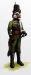 anthro british clothing fur gloves green_clothing grenadier handwear historical history male melee_weapon military royalty solo sword union_jack weapon thepimpartist mammal procyonid raccoon hi_res