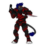 anthro armor black_armor black_body black_fur blue_mane combat_knife digitigrade fur gun handgun knife male mane multicolored_body multicolored_fur pistol ranged_weapon red_armor red_body red_fur red_rimmed_eyes scar solo two_tone_body two_tone_fur weapon yellow_eyes marcy's_lewd_images raemyshu halo_(series) microsoft red_vs._blue xbox_game_studios anubis_(chupadore) chupadore 1:1