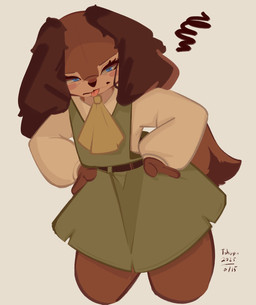 anthro blue_eyes brown_body brown_fur brown_hair brown_tail clothed clothed_anthro clothed_female clothing female floppy_ears fully_clothed fully_clothed_anthro fully_clothed_female fur hair looking_at_viewer lop_ears solo tail tongue tongue_out conditional_dnp tohupo patty_(tohupo) canid canine canis domestic_dog mammal 2025 digital_drawing_(artwork) digital_media_(artwork) hi_res