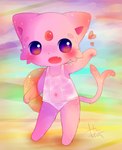abstract_background ambiguous_gender anthro biped blush cheek_tuft clothing dripping facial_tuft forehead_gem forked_tail fur gem heart_symbol holding_inner_tube holding_object inflatable inner_tube multicolored_eyes navel one-piece_swimsuit one_fang open_mouth orange_inner_tube pawpads purple_body purple_eyes purple_fur raised_hand red_gem solo standing swimwear tail translucent translucent_clothing translucent_swimwear tuft unusual_anatomy unusual_tail wet wet_swimwear white_clothing white_swimwear young d685ab7f nintendo pokemon eeveelution espeon generation_2_pokemon pokemon_(species) digital_drawing_(artwork) digital_media_(artwork) signature unavailable_at_source
