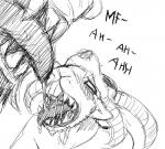 2018 anthro black_and_white blush bodily_fluids buckteeth dialogue duo english_text fangs hladilnik horn larger_male looking_pleasured male male/male male_anthro mammal monochrome muscular muscular_male open_mouth rodent saliva saliva_string sharp_teeth simple_background size_difference skaven smaller_male teeth text tongue tongue_out warhammer_(franchise) warhammer_fantasy white_background