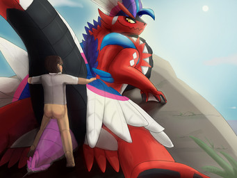 animal_genitalia animal_penis anthro anthro_penetrated backsack balls black_body blue_body blue_feathers bodily_fluids bottomless brown_hair butt cliff clothed clothing cloud duo feathers genital_fluids genital_slit genitals hair human_on_anthro human_penetrating human_penetrating_anthro interspecies larger_penetrated leaking_precum male male/male membrane_(anatomy) pawpads penetration penile_spines penis pink_body pink_feathers pokephilia precum red_body red_eyes sea sex shirt size_difference slit_penetration slit_play smile spiked_penis spikes spikes_(anatomy) sun tail tire topwear water webbed_hands white_body white_feathers yellow_sclera anjydrawslewd nintendo pokemon florian_(pokemon) ancient_pokemon apex_build_koraidon generation_9_pokemon human koraidon legendary_pokemon mammal paradox_pokemon pokemon_(species) 2022 4:3 dated digital_media_(artwork) hi_res signature