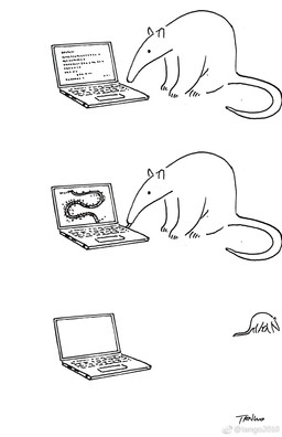 ambiguous_gender computer duo eating electronics feral humor laptop licking long_tongue predator/prey pun solo_focus text tongue tongue_out visual_pun tango_gao ant anteater arthropod hymenopteran insect mammal pilosan xenarthran black_and_white comic digital_media_(artwork) hi_res line_art monochrome signature watermark