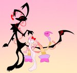 ambiguous_gender anthro black_body black_fur duo electronics fur phone smile conditional_dnp labbit_(artist) l33t_(labbit) canid canine labbit lagomorph mammal hi_res