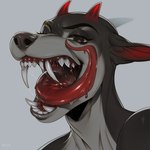 anthro bodily_fluids female licking mouth_shot open_mouth saliva saliva_on_tongue solo teeth teeth_showing tongue tongue_out uvula xsissa canid canine canis domestic_dog jackal mammal succubus absurd_res hi_res icon portrait