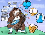 anthro aroused balls blue_wristband bodily_fluids breasts butt cleavage clothed clothing commando dialogue erection fantasizing footwear genital_fluids genitals gynomorph intersex masturbation no_underwear outside pantsless penis pent_up precum scut_tail sexual_fantasies sexual_frustration sexually_aroused short_tail solo speech_bubble tail text thought_bubble toeless_footwear toeless_legwear wristband wristwear barefootsoda lagomorph leporid mammal rabbit english_text