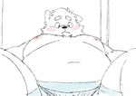 anthro belly big_belly blush kemono male moobs navel nipples overweight overweight_male solo water inunoshippo canid canine canis domestic_dog mammal 2024