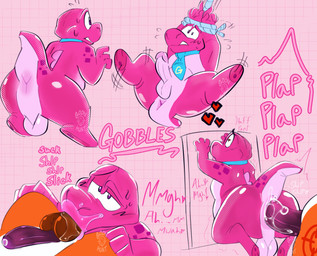 accessory anal anthro anus balls bound butt duo erection genitals male male/male necktie penis pink_body rope slightly_chubby solo solo_focus goon_hunty gameoverse glitch_productions gobbles_(gameoverse) dinosaur prehistoric_species reptile scalie 2026 absurd_res hi_res