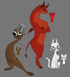 ambiguous_gender anthro blep bucket container feral group redesign reference_image small_wings spade_tail tail tongue tongue_out trio wings wuggy incredibox mythology sprunki brud_(sprunki) raddy_(sprunki) wenda_(sprunki) demon domestic_cat dragon felid feline felis goo_creature mammal mythological_creature mythological_scalie scalie