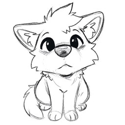 ambiguous_gender animated_sketch black_eyebrows black_eyes blinking cheek_tuft eyebrows facial_tuft feral fur head_tuft inner_ear_fluff mouth_closed neck_tuft simple_background sitting solo tail toony tuft white_background feve canid canine mammal 1:1 2026 animated black_and_white icon monochrome sketch