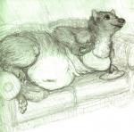 anthro blep breasts clothed clothing feet female food furniture hindpaw midriff navel overweight overweight_female partially_clothed paws sandwich_(food) semi-anthro slightly_chubby smile sofa solo tongue tongue_out oddwilds gulonine mammal marten mustelid musteline pine_marten 2015 graphite_(artwork) monochrome sketch traditional_media_(artwork)