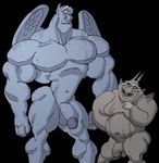 duo evil_grin feathered_wings feathers flaccid genitals horn male male/male muscular muscular_male navel not_furry pecs penis size_difference smile wings remert disney the_hunchback_of_notre_dame_(1996) hugo_(the_hunchback_of_notre_dame) victor_(the_hunchback_of_notre_dame) gargoyle humanoid alpha_channel hi_res