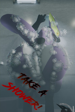 bathing big_butt butt butt_focus looking_at_viewer male shower shower_head shower_room showering soap_bubbles soapy solo suds cugaculoproductions capcom monster_hunter flying_wyvern nargacuga 2:3 3d_(artwork) absurd_res blender_(artwork) blender_cycles_(artwork) digital_media_(artwork) hi_res andromorph_(lore)