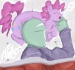 2013 clothing cutie_mark duo earth_pony equid equine eyes_closed female feral friendship_is_magic fur hair hasbro horse human male mammal my_little_pony pink_body pink_fur pink_hair pinkie_pie_(mlp) pony sirmasterdufel sleeping slightly_chubby