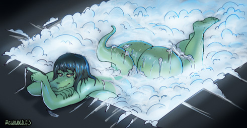 anthro big_breasts big_butt breasts bubble butt feet female fingers freckled_butt freckled_face freckles green_body green_hair grey_eyes hair half-closed_eyes huge_breasts huge_butt humanoid_feet humanoid_hands long_hair looking_at_viewer narrowed_eyes non-mammal_breasts nude nude_anthro nude_female partially_submerged plantigrade pose seductive shadow side_boob smile solo swimming_pool tail text toes water wet wet_body yellow_sclera eddodoodle cavemanon_studios i_wani_hug_that_gator olivia_halford baryonyx dinosaur prehistoric_species reptile saurischian scalie spinosaurid theropod artist_name colored hi_res pinup shaded