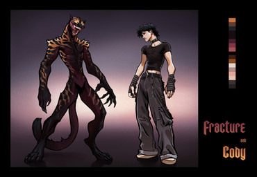 after_transformation alternative_fashion anthro athletic athletic_anthro before_and_after before_transformation bracelet claws clothed clothing collar color_swatch digitigrade fingerless_gloves fingers fur gloves glowing glowing_eyes goth hair handwear jewelry male no_genitals nude open_mouth orange_stripes sharp_teeth simple_background smile solo spiked_bracelet spikes stripes tail teeth text tongue tongue_out maxspite felid human mammal pantherine symbiote digital_media_(artwork) english_text hi_res model_sheet