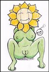 breasts elemental_creature female flora_fauna flower generation_2_pokemon genitals humanoid nintendo nipples not_furry nude plant pokemon pokemon_(species) pussy reddragonkan solo sunflora sunflower