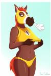 anthro blinker_hood breath clothing female fur hair mask midriff navel panties simple_background solo standing underwear uniform formal_gentleman animal_crossing nintendo victoria_(animal_crossing) equid equine horse mammal 2016 absurd_res hi_res