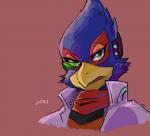 anthro black_nose clothing green_eyes jacket kemono male scarf solo topwear s_mino930 nintendo star_fox falco_lombardi avian bird 2017