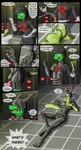 absurd_res anthro bulge clothing comic detailed_bulge dragon english_text forced forced_transformation gender_transformation generation_7_pokemon genital_outline green_body hi_res laboratory laboratory_equipment latex legendary_pokemon male mythological_creature mythological_scalie mythology nintendo penis_outline pokemon pokemon_(species) scalie scientific_instrument symbiote team_rocket text theezyguy00 transformation transformation_sequence uniform white_eyes zygarde zygarde_10_forme zygarde_cell