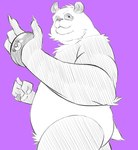 anthro belly biped humanoid_hands kemono overweight purple_background simple_background solo kamui_shirow jujutsu_kaisen panda_(jujutsu_kaisen) bear giant_panda mammal 2022 absurd_res hi_res