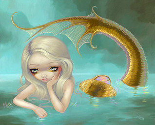 blonde_hair blush_(makeup) eyebrows eyelashes eyeshadow female fin fingers fish_tail hair legless lips long_hair makeup mermaid_tail not_furry nude pink_lips pupils solo split_form tail tail_fin water yellow_eyeshadow yellow_tail jasmine_becket-griffith humanoid humanoid_merfolk mammal marine merfolk 2009 dated formal_art painting_(artwork) traditional_media_(artwork) traditional_painting_(artwork)