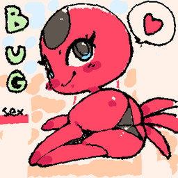 ambiguous_gender bald blush butt closed_smile clothed clothed_ambiguous clothed_humanoid clothing eyelashes featureless_feet featureless_hands feet grey_body grey_clothing grey_eyes grey_panties grey_underwear heart_symbol looking_at_viewer lying mouth_closed noseless on_side panties red_blush red_body red_tail smile smiling_at_viewer solo speech_bubble squigglevision tail text underwear white_sclera ligma_(artist) miraculous_ladybug tikki_(miraculous_ladybug) arthropod beetle cucujoid humanoid insect ladybug ladybug_humanoid tailed_humanoid 1:1 2026 animated archived_source digital_drawing_(artwork) digital_media_(artwork) english_text handwritten_text pictographics wigglypaint_(artwork) female_(lore)