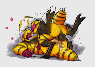 anal anal_penetration antennae_(anatomy) anthro anus anvil_position backsack balls barefoot black_balls black_stripes bodily_fluids butt clothing digitigrade duo erection eyewear feet from_front_position genitals gloves goggles handwear heart_symbol larger_penetrated larger_sub legs_up looking_pleasured lying male male/male male_penetrated male_penetrating male_penetrating_male mating_press moan nude on_back open_mouth open_smile penetration penis perineum saliva saliva_string sex simple_background size_difference smile straddling stripes submissive tongue tongue_out white_background daftpatriot alien arthropod bee hymenopteran insect digital_media_(artwork) sketch