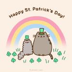 :3 ambiguous_gender clothing daww duo fur grass grey_body grey_fur happy hat headgear headwear holidays plant rainbow rainbow_arch shamrock simple_background text whiskers pusheen_corp pusheen_and_friends st._patrick's_day pusheen stormy_(pusheen) domestic_cat felid feline felis mammal 1:1 animated digital_media_(artwork) english_text full-length_portrait low_res meme portrait short_playtime female_(lore)