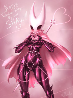 anthro bdsm bondage bound breasts cape clothing female genitals glowing holidays latex navel nipples non-mammal_breasts non-mammal_navel non-mammal_nipples non-mammal_vulva nude restraints rope rope_bondage rope_harness solo vulva darkmageorigin hollow_knight_(franchise) team_cherry valentine's_day hornet_(hollow_knight) arachnid arthropod spider absurd_res hi_res