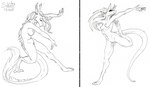 abs anthro athletic athletic_anthro athletic_female belly breasts dancing duo equis_universe female fluffy fur genitals kirinaes nipples nude paws pussy slightly_chubby slim thick_thighs sunny_way ki'rinaes hi_res traditional_media_(artwork)