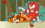 anthro duo female male male/female jk sega sonic_boom sonic_the_hedgehog_(series) knuckles_the_echidna sticks_the_jungle_badger badger echidna mammal monotreme mustelid musteline