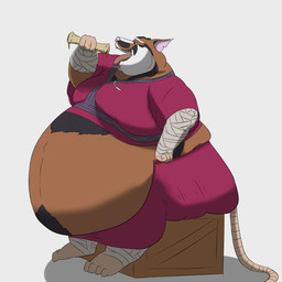 3_fingers 4_toes anthro belly big_belly brown_body clothed clothing crate eating feet fingers food fur hand_on_hip holding_food holding_object humanoid_hands male morbidly_obese multicolored_body multicolored_fur obese obese_male open_mouth open_smile overweight overweight_male pink_nose sitting smile solo toes tongue tongue_out wraps gxwolfzilla teenage_mutant_ninja_turtles teenage_mutant_ninja_turtles_(2012) master_splinter brown_rat mammal murid murine rat rodent 1:1 2015 hi_res