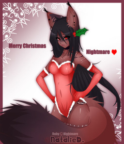 <3 abstract_background big_ears big_tail black_hair border breasts christmas clothed clothing dream elbow_gloves english_text feline female fur_trim gloves gradient_background hair holiday holidays long_hair long_tail looking_at_viewer mistletoe na-namie nightmare perky_ears red_eyes red_theme ruby simple_background solo teddy text warm_colors
Rating: Safe
Score: 6
User: Rainbow_Dash
Date: July 25, 2013