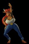 anthro belt big_breasts breasts cleavage clothed clothing eyeshadow eyewear female fully_clothed glasses hair horn makeup red_hair simple_background solo transparent_background white_horn subdomsage md_foods cowey bovid bovine cattle mammal 2022 2:3 3d_(artwork) alpha_channel animated digital_media_(artwork) short_playtime source_request turntable_(animation)