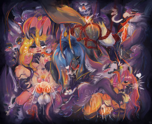 abdominal_bulge anal anal_penetration anthro arms_tied ass_up avian_feet ball_gag bdsm blonde_hair blue_hair bodily_fluids bondage bound breast_grab breasts butt captured claws cum cum_drip cum_in_ass cum_in_vagina cum_inside cum_on_butt cum_on_feet dangling dripping drooling ejaculation face_grab feet female floating foot_grab foot_grinding forced gag gagged genital_fluids genitals group hair hair_over_eyes hand_on_breast head_grab horn knot knotted_penis legs_tied licking male male/female nipples nude nude_anthro nude_female nude_male one_eye_closed open_mouth open_smile paws penetration penis pink_hair pink_nipples pink_paws pink_vulva pubes questionable_consent rape restrained restrained_by_tentacles restraints rope rope_bondage saliva saliva_on_tongue saliva_string sex smile spread_legs spreading suspension sweat tentacles toe_claws toes tongue tongue_out vaginal vaginal_penetration vulva nihilochannel flummery avian herpestid imp mammal meerkat mouse murid murine rodent hi_res