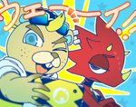 anthro cellphone clothing duo electronics eyewear hat headgear headwear horn male one_eye_closed phone red_body red_scales scales selfie smartphone sunglasses wink slcn040 animal_crossing nintendo c.j._(animal_crossing) flick_(animal_crossing) beaver chameleon lizard mammal reptile rodent scalie