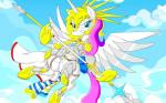armor armored blue_eyes cloud equine female fur hair horn horse knight lance lolmaster looking_at_viewer mammal multi-colored_hair my_little_pony original_character pony pussy revena sky unicorn warrior weapon white_fur winged_unicorn wings
Rating: Explicit
Score: 7
User: lolmaster
Date: April 17, 2014
