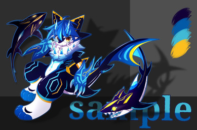 4_horns anthro big_eyes biped blue_hair blue_horn cute_fangs fangs fur hair horn kemono male multi_horn slim_anthro slim_male solo teeth white_body white_fur yellow_horn hlg7777 ambient_fish ambient_sealife aquatic fish furred_shark shark 2020 absurd_res hi_res