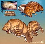 ambiguous_gender bread croissant duo feral food pastry solo tongue tongue_out x_eyes rappenem food_creature mammal manatee marine sirenian absurd_res hi_res multiple_images reference_image