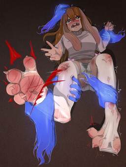 anthro barefoot blood blush bodily_fluids chronic_pain claws clothed clothing crying disembodied_hand feet female foot_fetish foot_focus forced hair hands_everywhere leg_grab legs_up legwear lying on_back open_mouth pain pawpads paws plantigrade scratches simple_background soles solo stockings tears tears_of_pain teeth toes torn_clothing torture yourumi alice_(bestestbunbun) lagomorph leporid mammal rabbit 3:4 digital_media_(artwork) hi_res