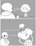 5_fingers animated_skeleton bodily_fluids bone candle clothed clothing comic crying dialogue english_text fingers fire frisk_(undertale) grin group hair hi_res hoodie human mammal monochrome not_furry one_eye_closed open_mouth papyrus_(undertale) pattern_clothing pattern_topwear sans_(undertale) simple_background skeleton smile striped_clothing striped_topwear stripes tasmaniacdevil tears teeth text topwear undead undertale undertale_(series) white_body white_clothing white_hair white_hoodie white_topwear