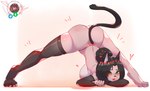 anthro ass_up blush breasts butt clothing female hair jack-o'_pose legwear pose simple_background smile solo stockings shan3ng moira_(casitoarroyo) domestic_cat felid feline felis mammal 2021 absurd_res digital_media_(artwork) hi_res meme