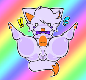 anthro balls blush blush_stickers breasts butt cheek_tuft countershading dipstick_tail facial_tuft featureless_breasts flaccid fur genitals gynomorph hair hands_behind_head humanoid_genitalia humanoid_penis intersex long_tail markings orange_body orange_countershading orange_fur orange_inner_ear orange_tail penis sitting small_balls small_penis spread_legs spreading tail tail_markings thick_thighs tuft two_tone_tail white_body white_ears white_fur white_hair white_tail leidomirage five_nights_at_freddy's five_nights_at_freddy's_world scottgames lolbit_(fnaf) canid canine canis fox mammal