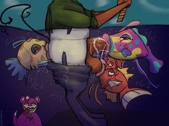 anal anthro anthro_on_feral assisted_exposure ball_suck being_watched bestiality blush bodily_fluids brown_body cheek_bulge collaborative collaborative_sex cum cum_in_mouth cum_inside cum_through fellatio feral feral_penetrated fishing fishing_hat fishing_line fishing_rod fishjob gangbang genital_fluids group group_sex looking_at_another multicolored_body oral oral_penetration oral_sandwich partially_submerged penetration penile pink_body red_body rimming rimming_male rubbing_hands_together sex standing standing_in_water standing_sex sucking text tongue tongue_out two_tone_body underwater underwater_sex water white_body rockpankake nintendo pokemon roi_(rockpankake) aquatic bruxish feebas fish generation_1_pokemon generation_3_pokemon generation_7_pokemon magikarp miteling pokemon_(species) slowpoke 2026 4:3 digital_media_(artwork) english_text hi_res